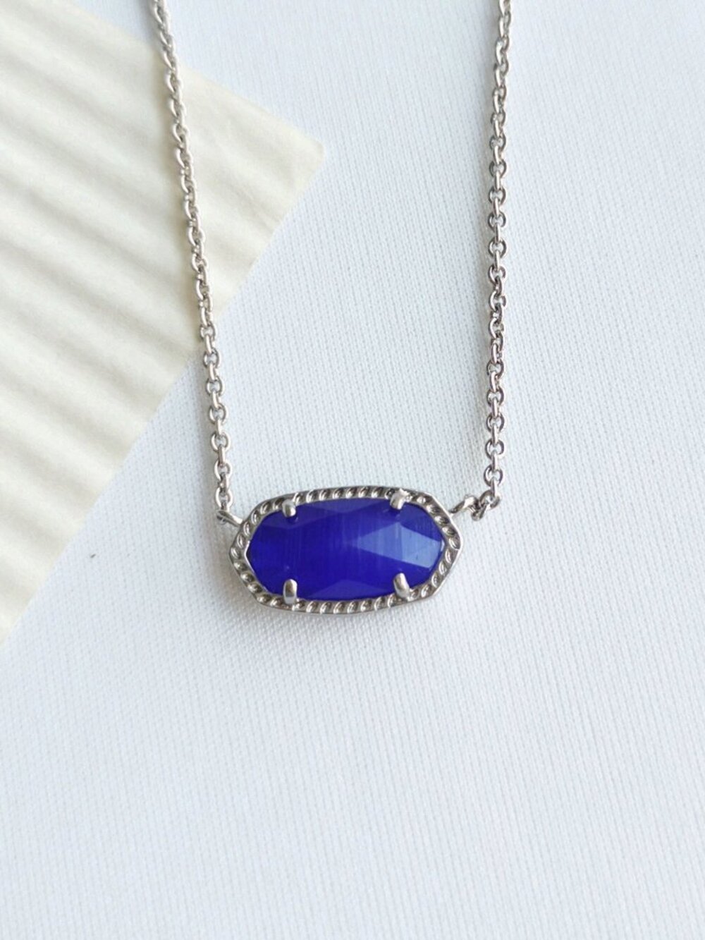 Kendra Scott Elisa Silver Cobalt Cat's Eye Pendant Necklace
